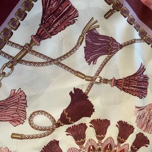 Chico's Burgundy and Gold Tassel Scarf